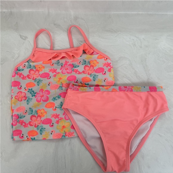 Healthtex Flamingo Hawaiian Tankini Bathing Suit - Picture 1 of 7